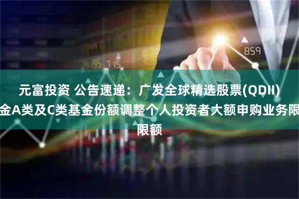 元富投资 公告速递：广发全球精选股票(QDII)基金A类及C类基金份额调整个人投资者大额申购业务限额