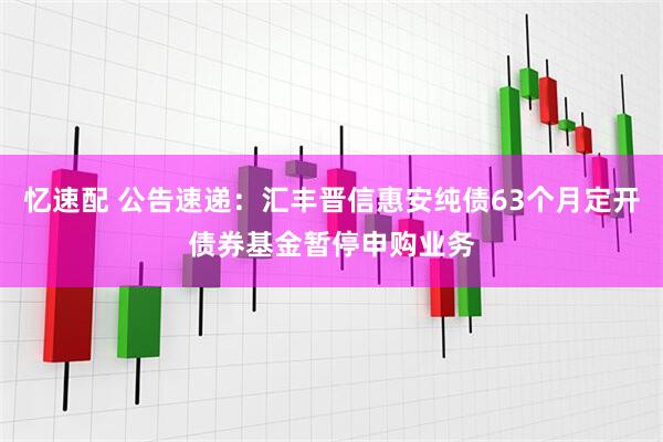 忆速配 公告速递：汇丰晋信惠安纯债63个月定开债券基金暂停申购业务